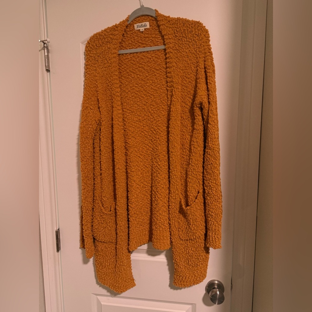 Listicle Mustard Textured Cardigan